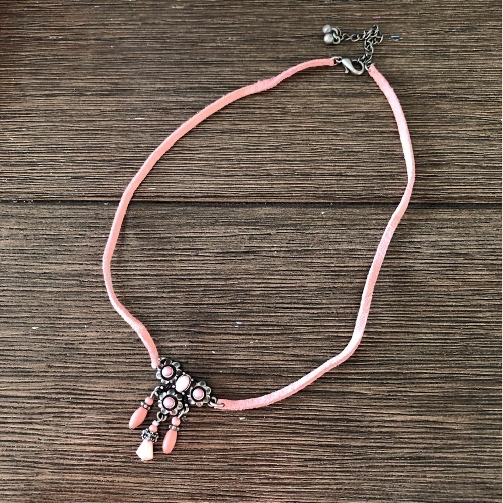 Handmade sliver and pink bead necklace